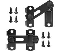 WUBAYI 2Pack Stainless Steel Door Latch, Gate Hook & 180° Flat Small Shed Lock, Matte Black Finish for Wooden Gates, Garden Doors & Internal Security(3 Inch)