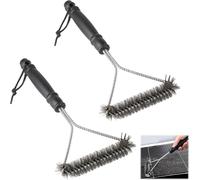 WUBAYI 2Pcs BBQ Brush & Barbecue Cleaning Brush, Stainless Steel Wire Bristles for Grill Cleaning, Oven Pans & Cooling Grids - Heavy-Duty, Rust-Resistant BBQ Wire Brush (All Grill Types)