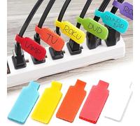 WUBAYI 32-Pack Reusable Cable Cord Labels Large Size - 4.5x2cm Write-On Cable Cord Labels for Home Theatre, Server Racks & Office Wires