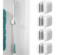 WUBAYI 4-Pack Wall Mount Holder - Heavy Duty Wall Bracket for Mops, Brooms & Tools, Wall Mount Holder for Kitchen, Bathroom, Garage & Garden