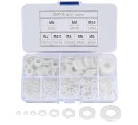 WUBAYI 500PCS White Nylon Washers, Plastic Washers Assortment, Flat Round for Plumbing, Faucets & Mechanical Repairs, Sizes M2, M2.5, M3, M4, M5, M6, M8, M10