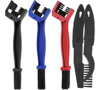 WUBAYI 5Pcs Bike & Motorcycle Chain Cleaning Brush Set - Blue, Red & Black Plastic Chain Cleaner Tool with Mini Detail Brush