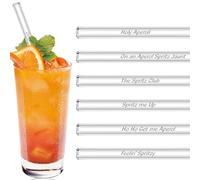 WUBAYI 6-Pack Reusable Glass Straws 20cm - Aperol Straw Gift Set with Cleaning Brush, Eco-Friendly Drinking Straws for Cocktails & Beverages