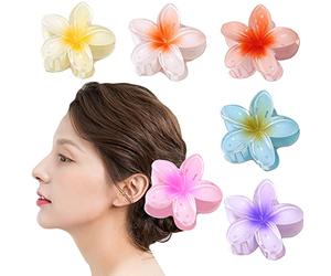 WUBAYI 6 Pcs Flower Hair Clip, Nonslip Flower Claw Clips Strong Hold Hawaiian Claw Clip for Medium Thick Hair Hair Claw Clips for Women and Girls