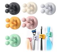 WUBAYI 6 pcs Silicone Toothbrush Holder Multi-Function Hook Waterproof self Adhesive Single Toothbrush Hook Plug Holder for Wall for Hanging Bathroom Kitchen Living Room Office (6PCS)