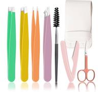 WUBAYI 7PCS Eyebrow Tweezers Set for Facial Hair Women, Stainless Steel Eyebrow Tweezers Kit for Women and Men, Tweezer Set for Splinter, Facial Hair Removal, Ingrown Hairs
