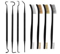 WUBAYI 8pcs Small Wire Brush Set - Wire Brushes for Cleaning and Wire Brush for Rust Removal - with Plastic, Stainless Steel, Brass, Phosphor Bronze, Nylon Bristles and 4 Double Ended Hooks