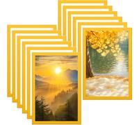 WUBAYI A4/A3/6in Magnetic Photo Frames, Self Adhesive Magnetic Picture Frame Holder Waterproof Clear Sign Holders for Paintings, Photos, Notices, Certificate, Poster, (A4-12PCS-Yellow)