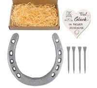 WUBAYI Cast Iron Wedding Horseshoe Gift Set - Farmhouse Decor with 4 Nails & Heart Plaque, Wedding Gift for Good Luck Charm, Housewarming & Rustic Home Accessories