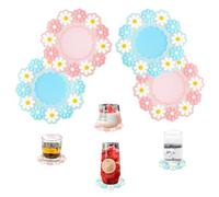 WUBAYI Coasters 4pcs Silicone Daisy Coasters Set, Non-slip Heat Resistant Cute Flower Coaster, Table Bowl Mat, Home Christmas Wedding Decoration Coasters, 2pink & 2blue