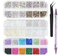 WUBAYI Rhinestones Nail Art Set, 5200 Pieces, Multicoloured Stones with Picker Tool, Tweezers, for DIY Nail Decoration, Crafts