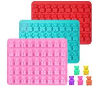 WUBAYI Silicone Gummy Bear Moulds, 21.8 x 15.5 cm, Set of 3, Food Grade Heat Resistant, Perfect for Making Sweets, Chocolate, Gummy Bears, Jellies, Cake Decorations