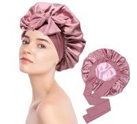 WUBAYI Silk Satin Bonnet for Sleeping with Adjustable Tie Band, Double-Layer Hair Wrap for Curly Braid Hair Care Women Girls
