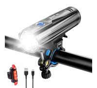 WUBEN B2 Rechargeable Bike Light with Taillight, 1300 High Lumen LED Bike Flash Lights Type-C Rechargeable, Bike Headlight with 6 Modes & IP68 Waterproof for Outdoor, Night Riding, Mountain Biking