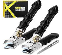 WUBIGOM Graddi Orthoclip Nail Clippers, Toenail Clippers for Thick Toenails for Seniors & Men, Wide Jaw Opening Toe Heavy Duty Ingrown Nail Cutter, Ultra Sharp with Long Handle (2 Mix)