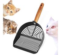 Wubushan Cat Scoop, Stainless Steel, Cat Litter Tray Scoop, Metal Cat Litter Scoop, Scoop for Cat Litter Tray, Various Hole Spacings, Cat Scoop with Wooden Handle, Litter Box Scoop for Cat Litter Tray