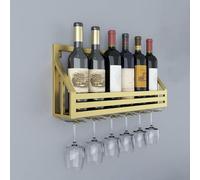 WUBYING Wine Rack Wall Mounted With Wine Glass Holder, Hanging Wine Rack, Modern Minimalist Style Metal Wine Rack & Mounted Wine Rack, Holds 6 X Glasses & 6 X Wine Bottles Chasing