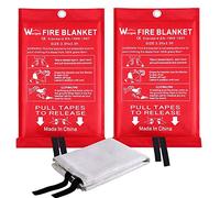 wucgea Fire Blanket for Home and Kitchen - 2 pack Fiberglass Reusable Fire Blankets Suppression Emergency for School Fireplace Grill Car Office Garage Welding Warehouse Safety 1m x 1m…