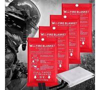 wucgea Fire Blanket for Home and Kitchen - 4 pack Fiberglass Reusable Fire Blankets Suppression Emergency for School Fireplace Grill Car Office Garage Welding Warehouse Safety 1m x 1m…