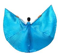 Wuchieal Women's 2 Sticks & Angel Coak Belly Dance Costume Angle Isis Wings (Light Blue)