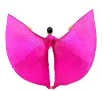 Wuchieal Women's 2 Sticks & Angel Slit back Coak Belly Dance Costume Open on the Back Angle Isis Wings (Dark Pink)