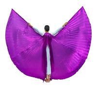 Wuchieal Women's 2 Sticks & Angel Slit back Coak Belly Dance Costume Open on the Back Angle Isis Wings (Purple)