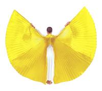 Wuchieal Women's 2 Sticks & Angel Slit back Coak Belly Dance Costume Open on the Back Angle Isis Wings (Gold)