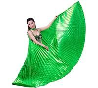 Wuchieal Women's 2 Sticks & Belly Dance Costume Angle Isis Wings (Green)