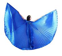Wuchieal Women's 2 Sticks & Belly Dance Costume Angle Isis Wings, Navy Bule, One Size
