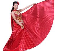 Wuchieal Women's 2 Sticks & Belly Dance Costume Angle Isis Wings, Red, One Size