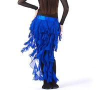 Wuchieal Women's Belly Dance Hip Scarf Belt Skirt Latin Dance Belt Performance Tassel Wave Skirt, Dark Blue, One Size