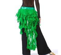 Wuchieal Women's Belly Dance Hip Scarf Belt Skirt Latin Dance Belt Performance Tassel Wave Skirt, Green, One Size