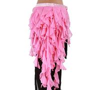Wuchieal Women's Belly Dance Hip Scarf Belt Skirt Latin Dance Belt Performance Tassel Wave Skirt, Pink, One Size