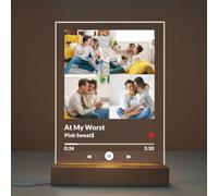 Wucidici Custom Music Plaque with Photo, Personalized Acrylic Song Art Glass Album Cover Customized Picture Night Light for Friends Couple Family