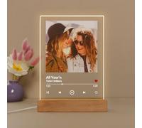Wucidici Custom Music Plaque with Photo, Song Album Cover Customized Acrylic Glass Art, Personalized LED Night Light Gift for Boy Friend