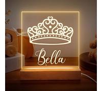 Wucidici Custom Night Light with Name Personalized Crown Night Lamp Text Customised Girls Birthday Gift for Friends Kids