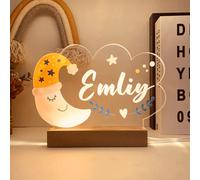 Wucidici Custom Night Light with Text,Custom Name Lamp with Moon as Birthday Gift for Kids Girls,Decorative Bedroom Night Light for Couple Friends