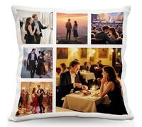 Wucidici Personalised Cushions with Photo, Custom Text pillowcase Cover with Picture, Customised Names Cushion Case, Home Decor Housewarming Gifts for Family Friends Couple Birthday (6 Photo)