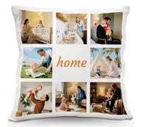 Wucidici Personalised Cushions with Photo, Custom Text pillowcase Cover with Picture, Customised Names Cushion Case, Home Decor Housewarming Gifts for Family Friends Couple Birthday (8 Photo&text)