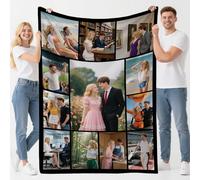 Wucidici Personalised Photo Blanket, Custom Blankets with Picture & Text Customised Blanket for Adults & Kids, Gifts for Dad Mom Friends Birthday Christmas Anniversary