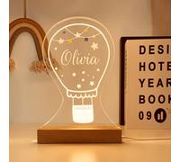 Wucidici Personalized Acrylic Night Light with Name,Custom Text Lamp with Hot Air Balloon as Birthday Gift for Kids Girls,Decorative Bedroom Night Light for Children Boys