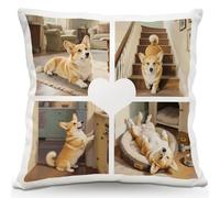 Wucidici Photo Pillow, Custom Pet Photo Cushion with Dog Name Personalised Picture Pillow Duplex Printing Home Decor Pillowcase Suitable Christmas or Housewarming Gifts for Family, Couples, Friends