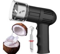 WUCIOA Automatic Coconut Opener, 2000 MAH Electric Coconut Opening Tool with Nonslip Handle, Portable Reusable Stainless Steel Coconut Punching Tool, Coconuts Shell Remover for Shop Restaurant(Black)