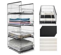 Wuciray Pack of 4 Wardrobe Storage Organiser Clothes Organiser For Wardrobe Clothes Deep Drawer Storage Boxes For Wardrobe Stackable Closet Storage Cubes With Dividers