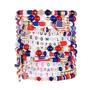 WuCuifu 4th July Independence Day Patriotic Bracelets Freedom America Theme Bracelet for Women & Men, L, Zinc, no gemstone
