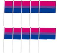 Wudaizhi 10 Pack Bisexual Pride Rainbow Flags Bisexual Bi Small Mini Hand Held Stick Flag Gay Lgbt Festival Party Parades Decorations