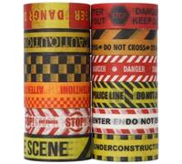 Wudaizhi 12rolls Warning Washi Tape Set Hazard & Caution Pattern Adhesive Tapes Line & Industrial Style Decorative Masking Tape for Craft, Scrapbook