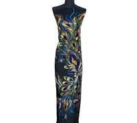 Wudaizhi 130cm Sequin Peacock & Phoenix Feather Appliques, Gown Sew-on Patch, Embroidered Lace Fabric Mesh Decor