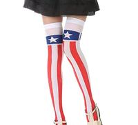 Wudaizhi 1pair Star Striped Printed American Flag over Knee Long Socks - Independence Day Holiday Party Thigh High Stockings for Women