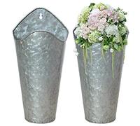 Wudaizhi 2 Pcs Metal Wall Planter, Farmhouse Wall Vase Decor for Plants Flowers, Rustic Wall Hanging Flowers Holder Country Home Decor